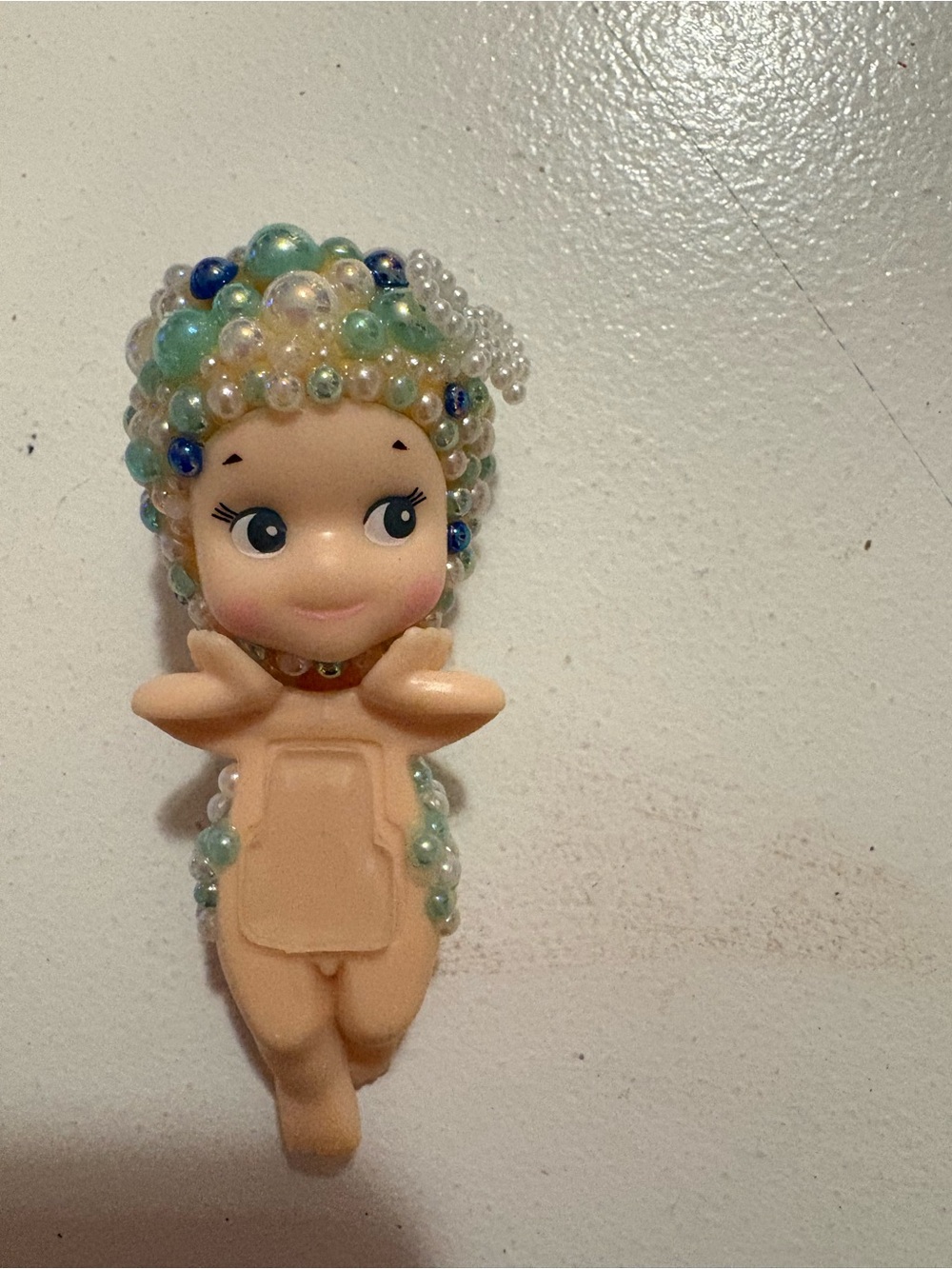 Custom Beaded Sonny Angel- Blue, Green, Pearl Adorable! 🤍